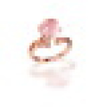 S925 Sterling Silver Round Cut Natural Rose Quartz Citrine Pave Ring for Women Birthstone Fine Jewelry Size Adjustable